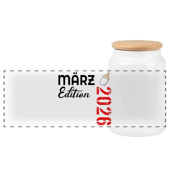 Bébé mars 2026 - Boîte à biscuits avec couvercle en bois - blanc - Devant