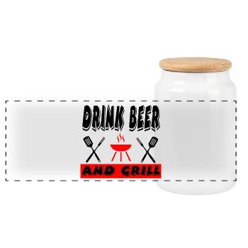 Griller - Boîte à biscuits avec couvercle en bois - blanc - Devant