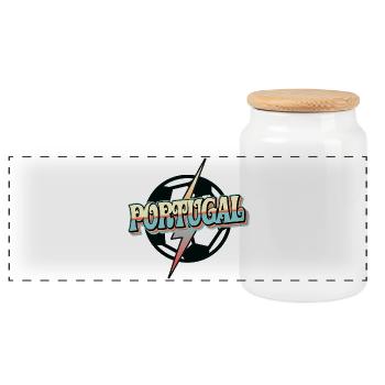 Portugal Fußball Blitz - Panorama Keksdose mit Holzdeckel - Weiß - Vorne
