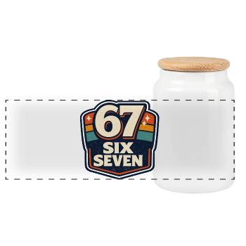 67 Six Seven Meme Funny Gift - Panoramic Cookie Jar with Wooden Lid - white - Front