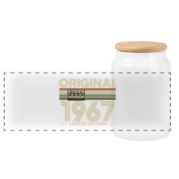 Original 1967 Héritage Vintage - Boîte à biscuits avec couvercle en bois - blanc - Devant