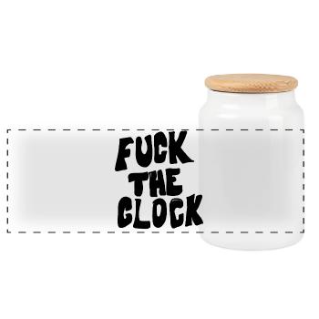 Merde à l’horloge - Boîte à biscuits avec couvercle en bois - blanc - Devant