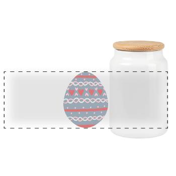 Pastel Hearts Egg Pattern - Panorama Keksdose mit Holzdeckel - Weiß - Vorne