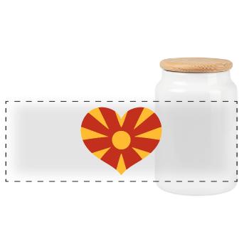 Emblème du cœur de Macédoine - Boîte à biscuits avec couvercle en bois - blanc - Devant
