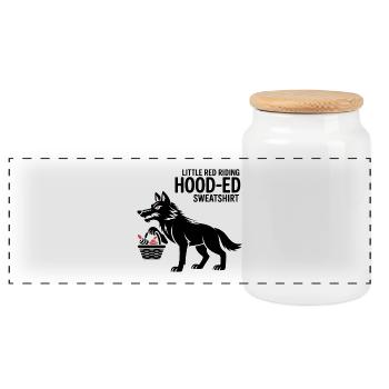 Loup de conte de fées avec panier - Boîte à biscuits avec couvercle en bois - blanc - Devant