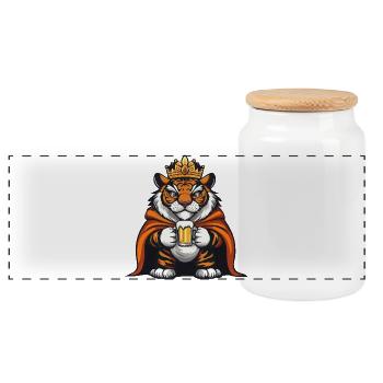 Tiger Beer King - Panoramic Cookie Jar with Wooden Lid - white - Front