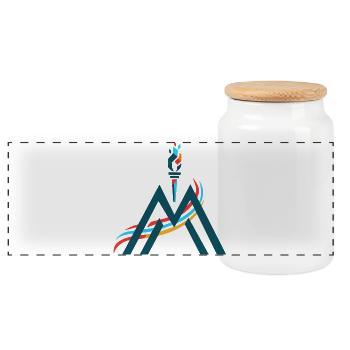Summit Flame Mountain Symbol - Panoramic Cookie Jar with Wooden Lid - white - Front