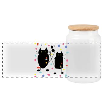 Katzen - Panorama Keksdose mit Holzdeckel - Weiß - Vorne
