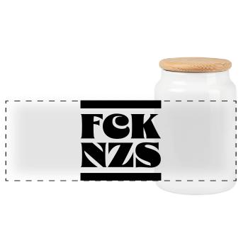 Fck Nzs - Panorama Keksdose mit Holzdeckel - Weiß - Vorne