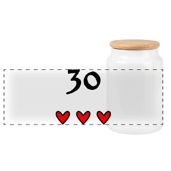 30. 30 ANS. 30e ANNIVERSAIRE. ANNIVERSAIRE 30 ANS. - Boîte à biscuits avec couvercle en bois - blanc - Devant