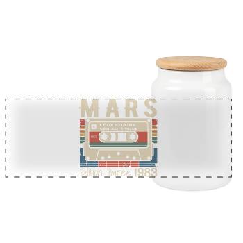 Geburtstag 1983 März 1983 geboren im März 1983 - Panorama Keksdose mit Holzdeckel - Weiß - Vorne