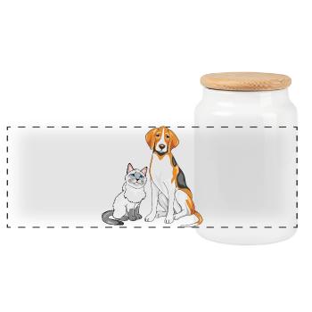 Siamese_cat_and_Foxhound_are_best_friends - Panorama Keksdose mit Holzdeckel - Weiß - Vorne