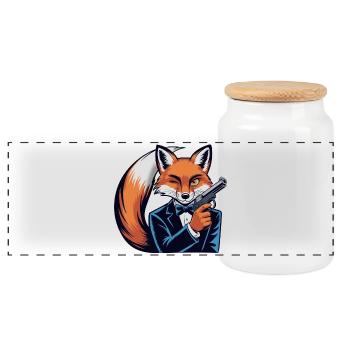 Fox Gentleman Pistol - Panoramic Cookie Jar with Wooden Lid - white - Front