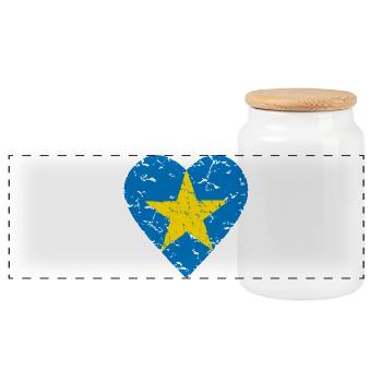 Ukraine Heart Star Peace Love Human Rights - Panoramic Cookie Jar with Wooden Lid - white - Front