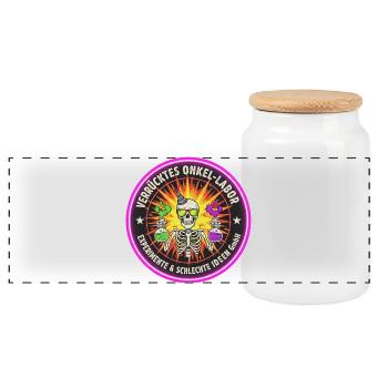 Crazy Uncle Lab - Experiments & Ideas - Panoramic Cookie Jar with Wooden Lid - white - Front