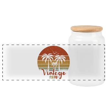 1976 50th Birthday - Panoramic Cookie Jar with Wooden Lid - white - Front