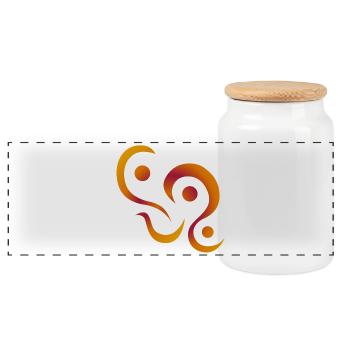 yoga_design_3 - Panoramic Cookie Jar with Wooden Lid - white - Front