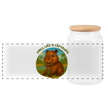 Détends comme un capybara - Boîte à biscuits avec couvercle en bois - blanc - Devant