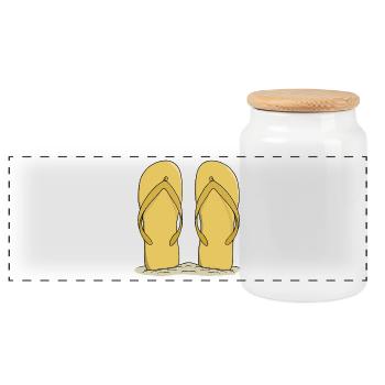 Sunny Beach Flip Flops - Panoramic Cookie Jar with Wooden Lid - white - Front