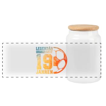 19th Birthday Football 19 Years Young Man - Panoramic Cookie Jar with Wooden Lid - white - Front