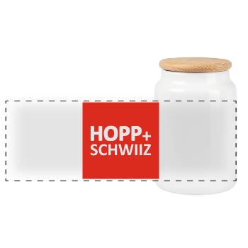 Hopp Schwiiz - Schweiz - Switzerland - Grüezi - Panoramic Cookie Jar with Wooden Lid - white - Front