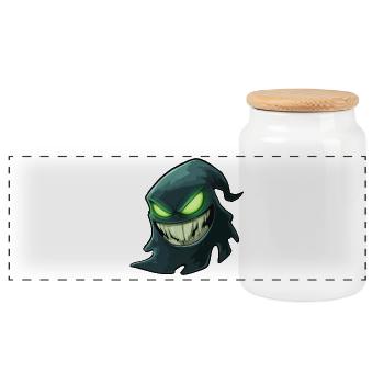 Ghost, Halloween Ghost, Scary Ghost - Panoramic Cookie Jar with Wooden Lid - white - Front