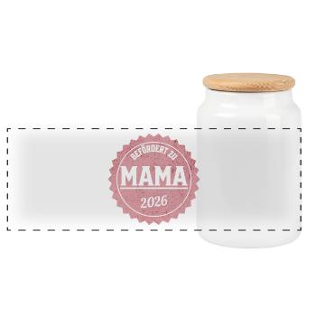 Promotion Maman 2026 - Boîte à biscuits avec couvercle en bois - blanc - Devant