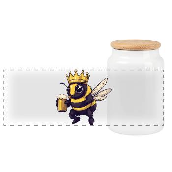 Bee Beer King - Panoramic Cookie Jar with Wooden Lid - white - Front