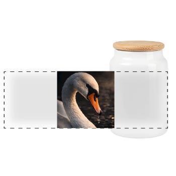 La beauté du cygne au crépuscule - Boîte à biscuits avec couvercle en bois - blanc - Devant