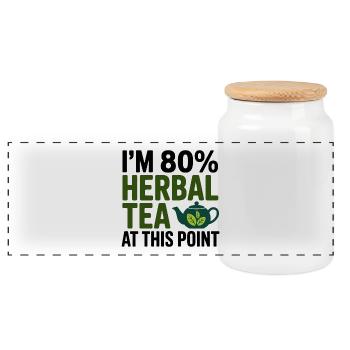 Naturheilkunde Ich bin zu 80 Prozent Kräutertee-Profi - Panorama Keksdose mit Holzdeckel - Weiß - Vorne