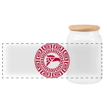Emblème de l'aigle rouge - Boîte à biscuits avec couvercle en bois - blanc - Devant