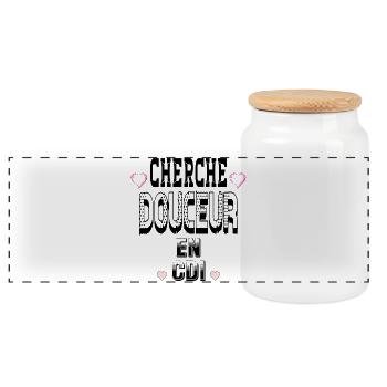 Looking for sweetness on a permanent contract - Panoramic Cookie Jar with Wooden Lid - white - Front