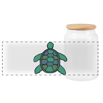 Geometrische Muschelschildkröte - Panorama Keksdose mit Holzdeckel - Weiß - Vorne