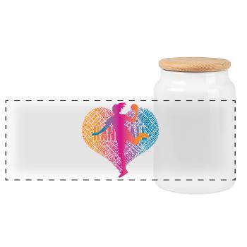 Handball Player Heart - Panoramic Cookie Jar with Wooden Lid - white - Front