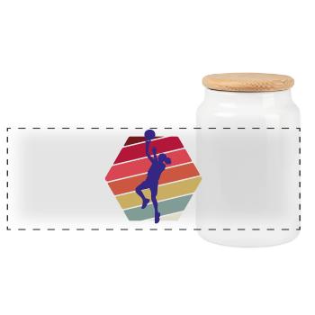Basketball player - Panoramic Cookie Jar with Wooden Lid - white - Front