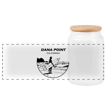 Dana Point, California - Panoramic Cookie Jar with Wooden Lid - white - Front