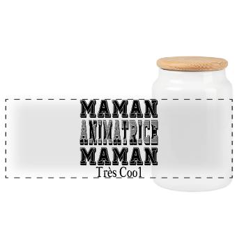 Mama Animatorin Mama Sehr cool - Panorama Keksdose mit Holzdeckel - Weiß - Vorne