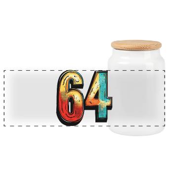 64 chiffres colorés - Boîte à biscuits avec couvercle en bois - blanc - Devant
