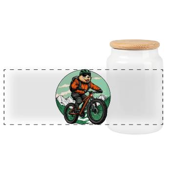 Biker Biber - Panorama Keksdose mit Holzdeckel - Weiß - Vorne