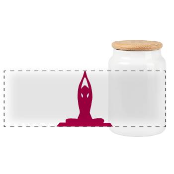 Formes de yoga Silhouettes Méditation - Boîte à biscuits avec couvercle en bois - blanc - Devant