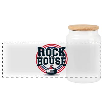 Curling Rock the House Eissport Team Spirit - Boîte à biscuits avec couvercle en bois - blanc - Devant