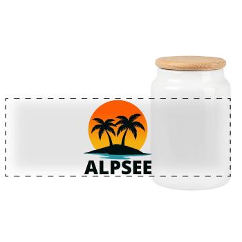 Palmiers de vacances de l’Alpsee Coucher de soleil rétro - Boîte à biscuits avec couvercle en bois - blanc - Devant