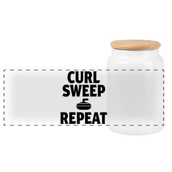 Curl Sweep Répétition du Curling Sports de glace Sports de glace - Boîte à biscuits avec couvercle en bois - blanc - Devant