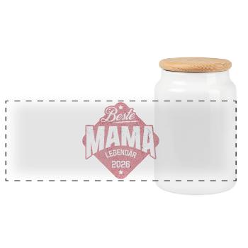 Beste Mama 2026 – Legendär Geschenk für Mutter - Panorama Keksdose mit Holzdeckel - Weiß - Vorne