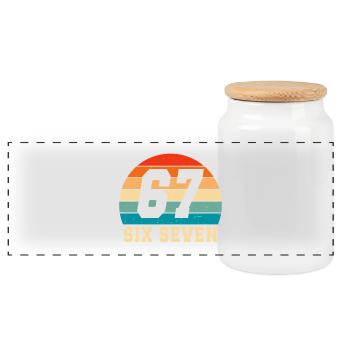 67 Six Seven Brainrot - Panoramic Cookie Jar with Wooden Lid - white - Front