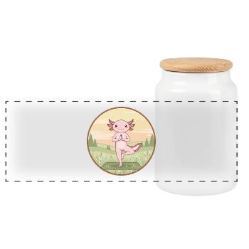 Poisson axolotl de yoga faisant la posture de l’arbre - Boîte à biscuits avec couvercle en bois - blanc - Devant