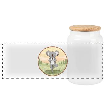Yoga-Koalabär macht Baumposen-Kunst - Panorama Keksdose mit Holzdeckel - Weiß - Vorne
