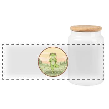 Yoga-Frosch-Amphibien macht Baumpose - Panorama Keksdose mit Holzdeckel - Weiß - Vorne