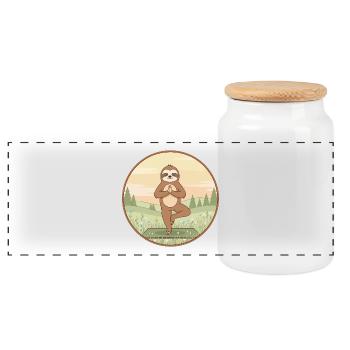 Yoga : un animal paresseux faisant de l’art en posture d’arbre - Boîte à biscuits avec couvercle en bois - blanc - Devant