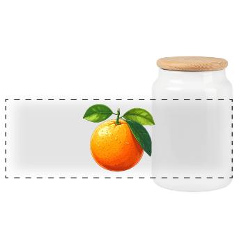 Orange (Frucht) - Panorama Keksdose mit Holzdeckel - Weiß - Vorne